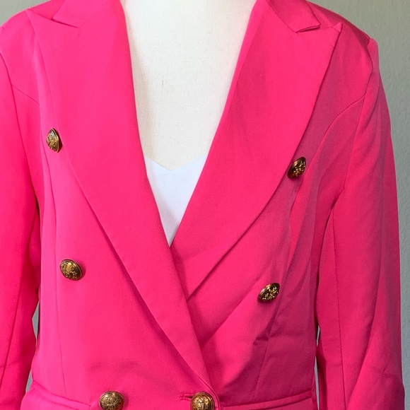 NWOT Sunday Up blazer Fuchsia pink lined jacket sz Med lightweight. - Picture 2 of 13